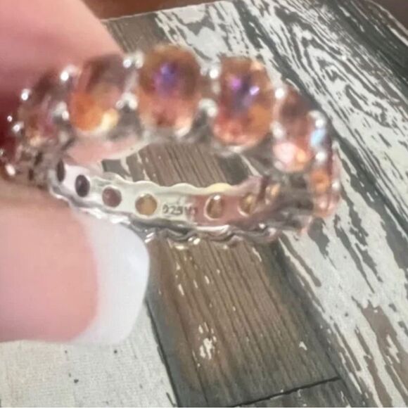 925 Eternity Band *Champagne* Oval Cut Stones Sz 8 - Picture 3 of 8